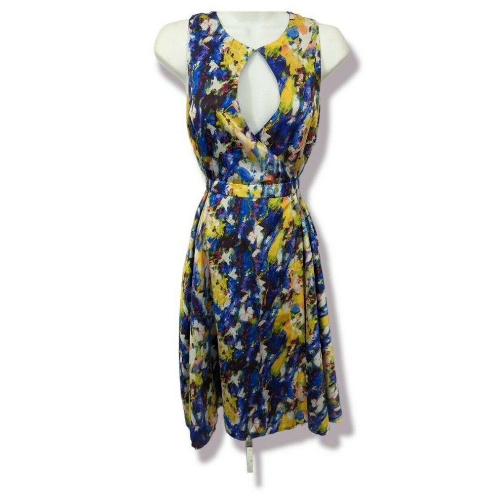 Willy Jay's Blue and Yellow Lightweight Wrap Dress Size S